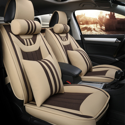 汽车座套全包围大众POLO桑塔纳朗行朗逸朗境凌渡帕萨特途观甲壳虫新捷达宝来高尔夫坐垫米色-豪华版宝马3系5系3X5X
