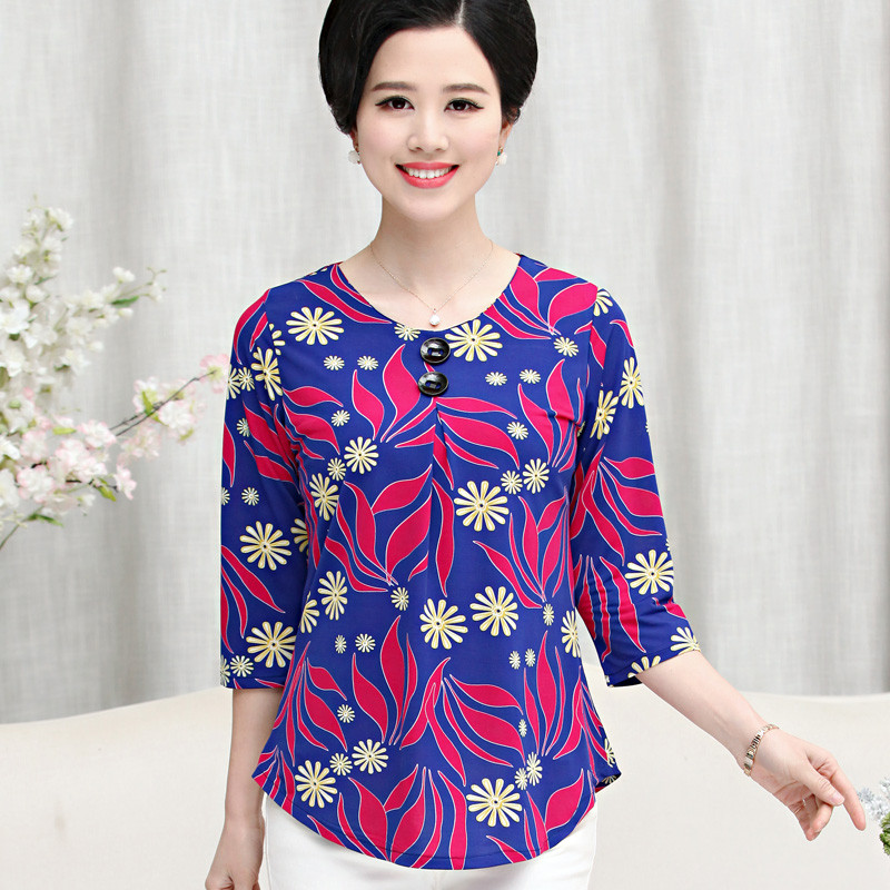 110新款中老年妈妈装40-60岁女装夏季短袖T恤