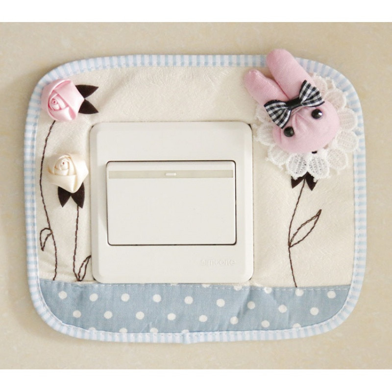 卧室客厅双开关贴墙贴 插座开关保护套布艺现代简约插座贴家