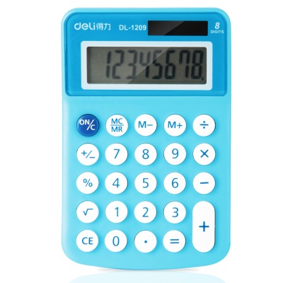 得力（deli）1209计算器糖果色太阳能双电源8位显示计算机学生财务会计用品时尚办公用品便携颜色随机