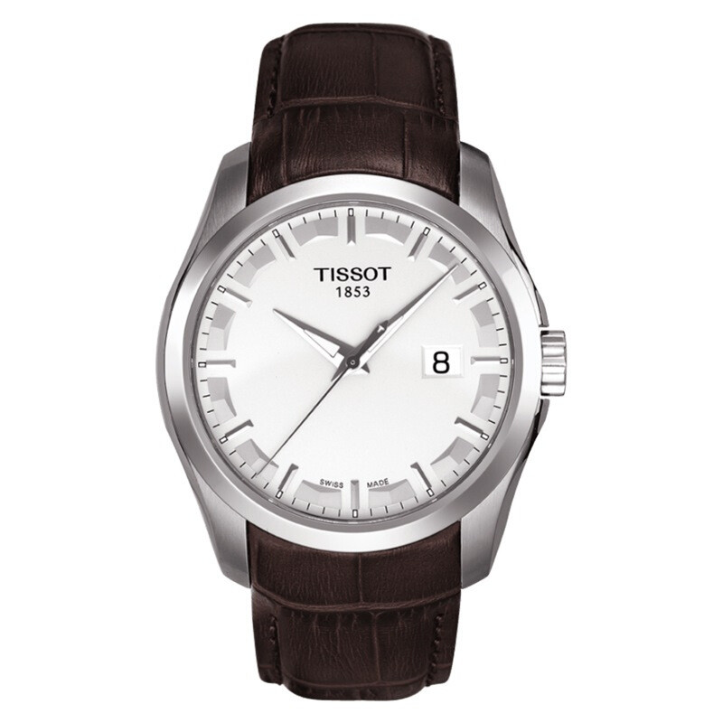 全国联保 天梭(tissot)皮带腕表 库图系列超薄石英男表 时尚休闲日历