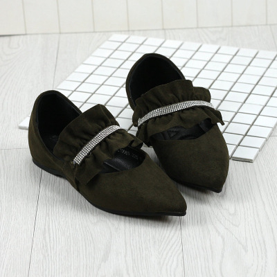 年新款甜美女生舒适平跟单鞋学生鞋尖头绒面平底时尚韩版女鞋