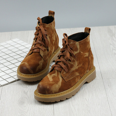 尚品鞋业欧洲站秋季新款全皮马丁靴舒适低跟厚底女学生鞋单层短靴