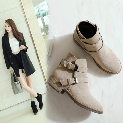 春秋季平跟小码31裸靴32短靴33大码40磨砂马丁靴女鞋41胖宽肥脚43