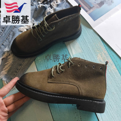 女鞋马丁靴女英伦短靴擦色复古磨砂牛皮平底切尔西靴秋冬单靴韩版