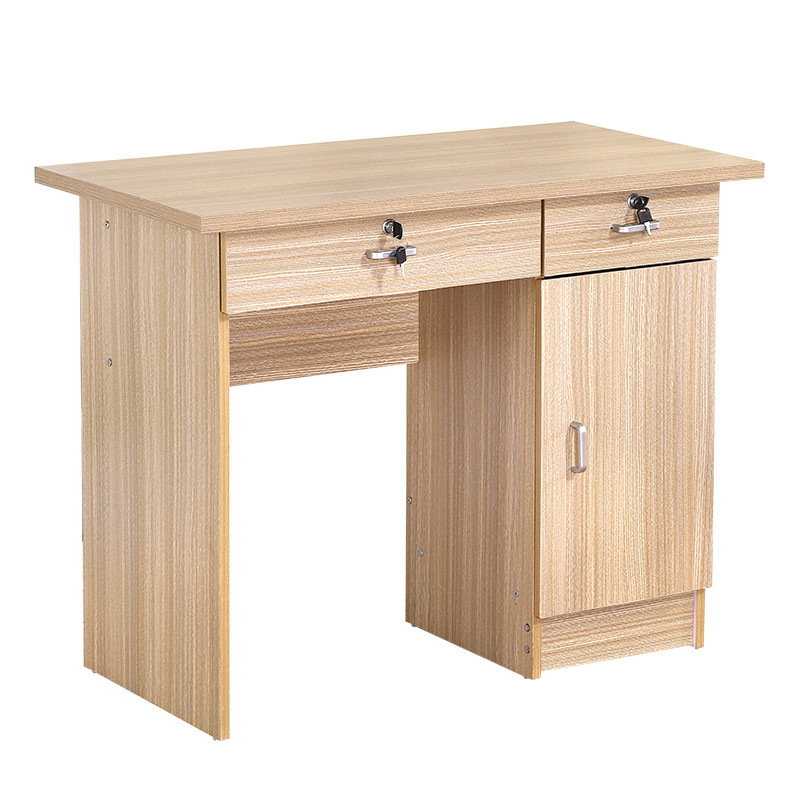 小办公桌带锁带抽屉单人小型90cm1.2米家用办公两用卧室床头收纳