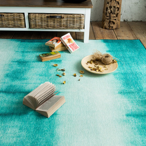 简约日式创意蓝色渐变茶几客厅地毯ins北欧卧室房间床边无毛灰色蜡染时尚-灰都市诱惑