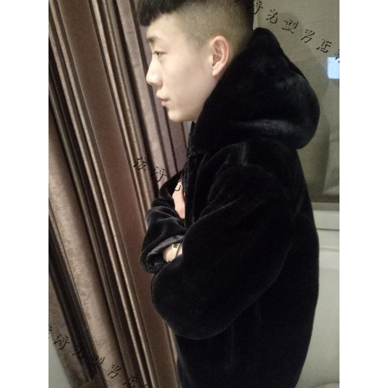 快手红人同款水貂男貂皮大衣整貂裘皮大衣冬季青年潮流皮草外套潮