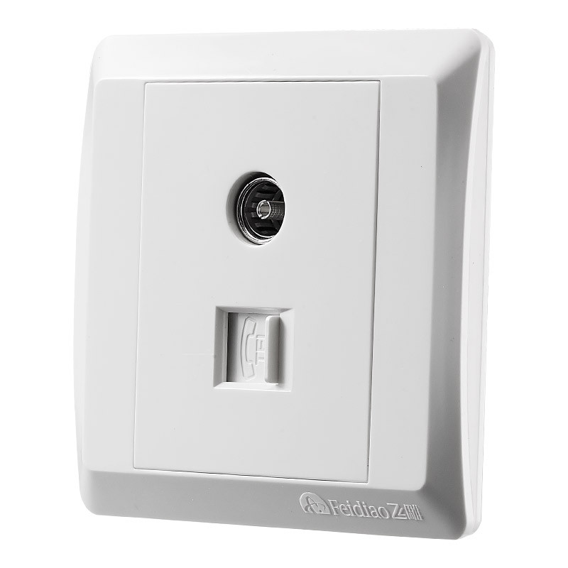 飞雕开关插座面板 一位闭路电视电话插座 有线电视墙壁插座面板电视