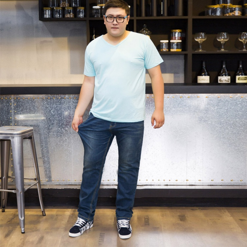 珊诗丽秋季男士牛仔裤韩版修身小脚裤青年弹力42码44码