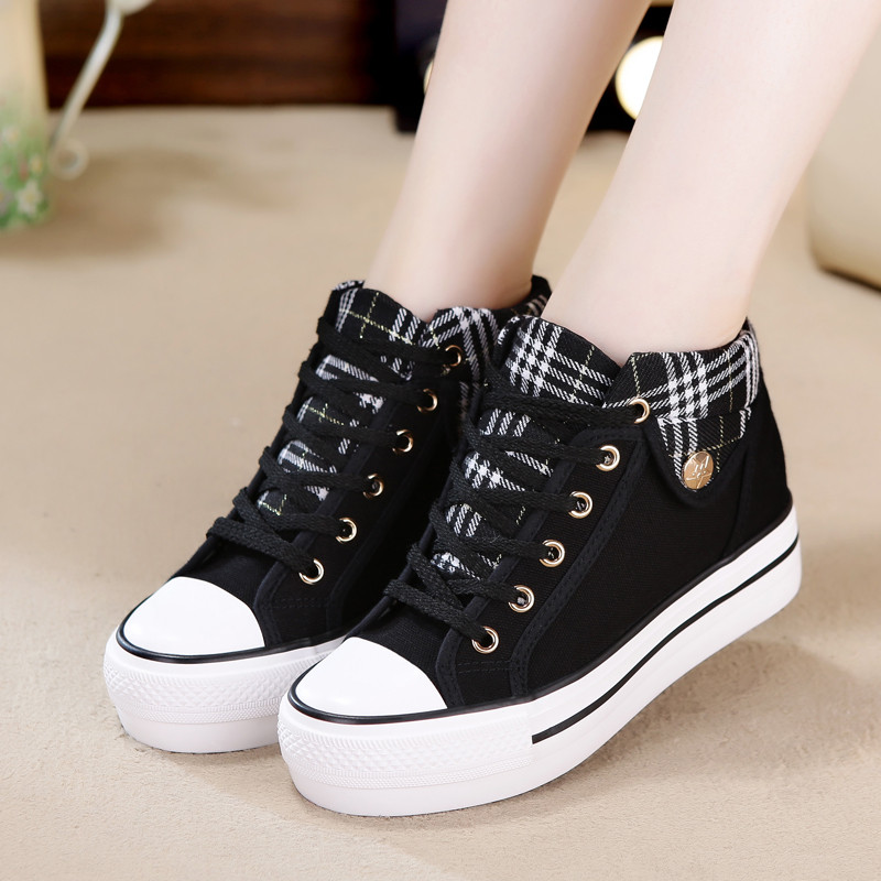 跟休闲单鞋学生鞋板鞋 潮漫(chaoman)女士高帮鞋526360398493【价格