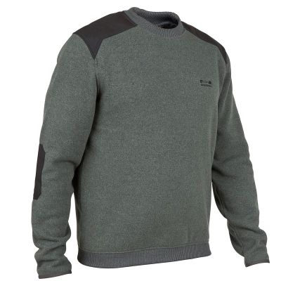 迪卡侬 户外运动套头衫男 加绒加厚毛衣 圆领拼接 SOLOGNAC