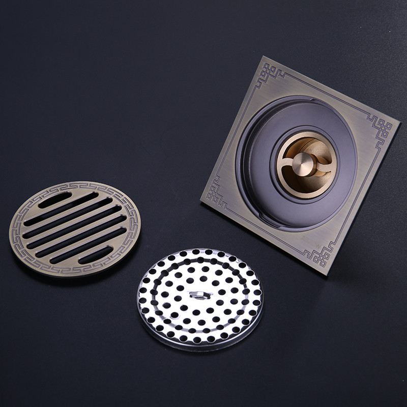 箭牌地漏全铜防臭卫生间卫浴淋浴房方形大排量洗衣机防返水地漏