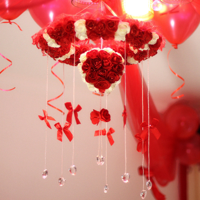 婚房布置新房装饰小熊挂件喜球挂件创意卧室拉花套餐