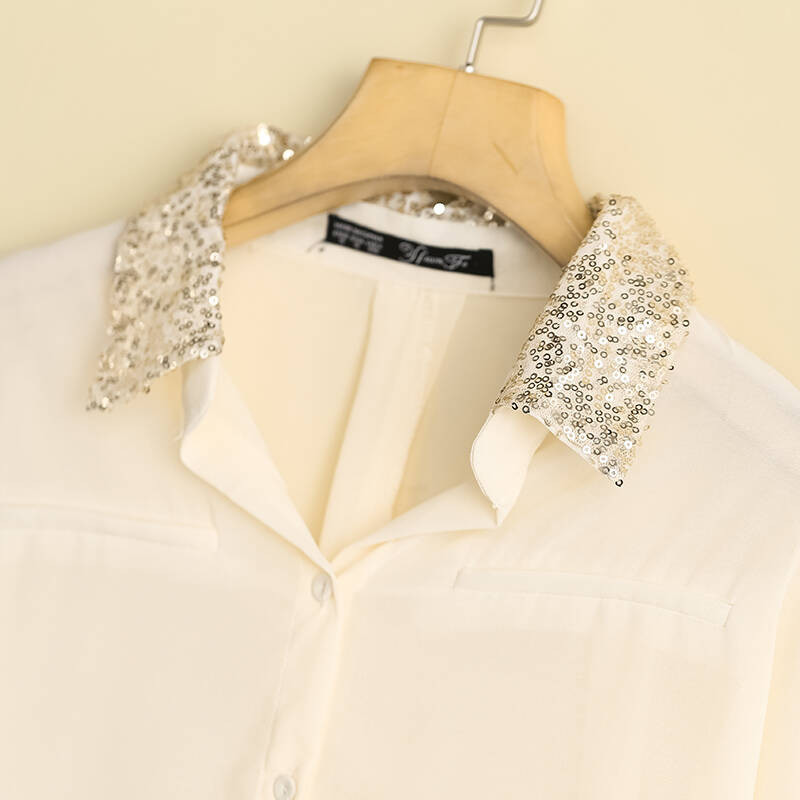 2018春夏季新款女士休闲衬衫上衣滑肩袖七分袖春夏装01黑色