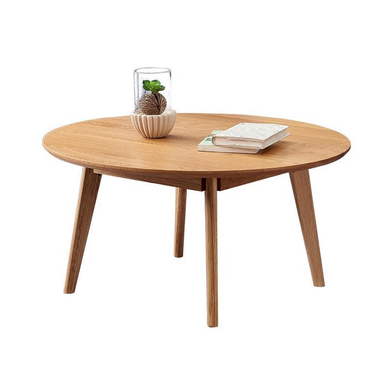 小户型圆茶几全实木圆形木制小茶几简易日式现代北欧简约客厅原木