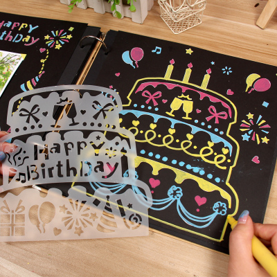 场景创作主题花边尺镂空绘画模板手工diy相册制作配件画图工具