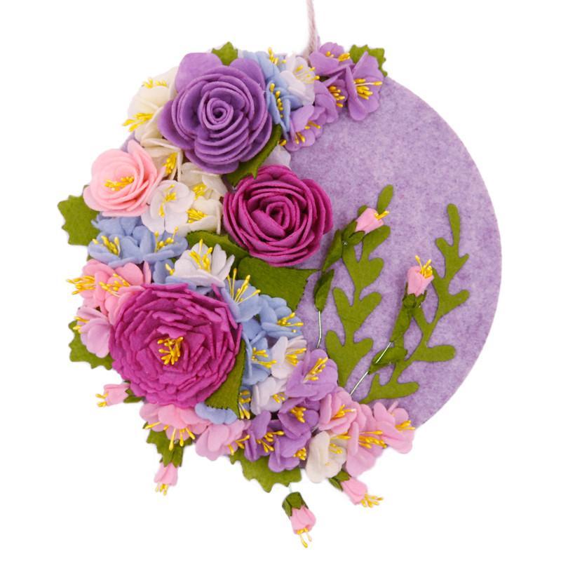 花开壁挂墙挂件装饰品创意不织布手工制作diy布艺材料包-花开月圆墙