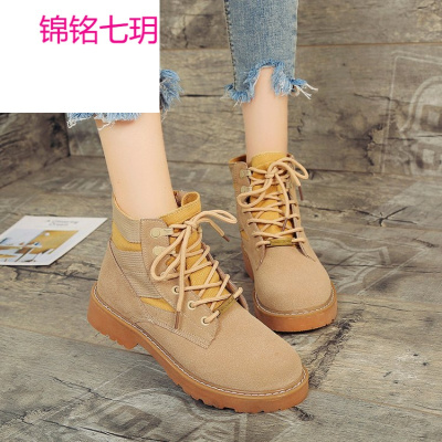 锦铭七玥马丁靴女英伦风2017春秋季复古情侣款沙漠靴高帮短靴子女