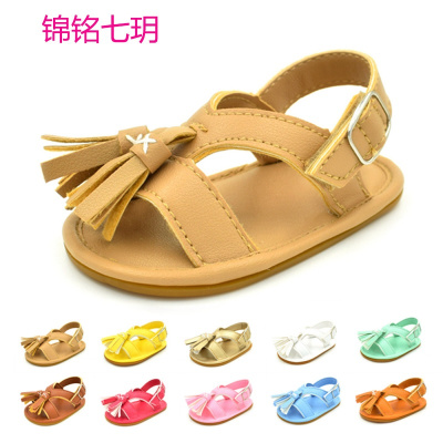 锦铭七玥2018春夏新款流苏婴儿凉鞋0-1岁软胶底宝宝学步鞋多色