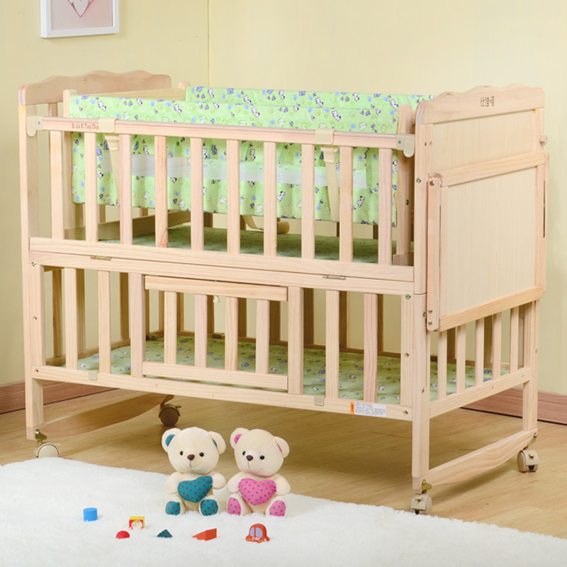 婴儿小摇篮床车实木无漆便携婴儿床bb宝宝新生儿带蚊帐摇床