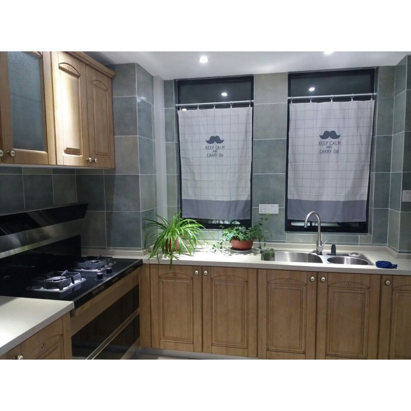 韩式现代简约遮光布帘厨房卫生间半帘小窗户免打孔简易短窗帘成品