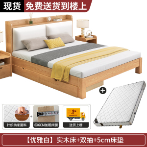 床双人床实木床现代简约1.5米新款双人床1.8米经济型出租房床架621