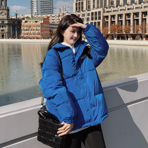 克莱因蓝面包服棉衣女冬季2023年设计感美式潮牌加厚保暖羽绒棉服