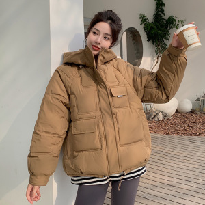 反季时尚韩版加厚冬季学生休闲面包服短款宽松小个子连帽棉衣外套