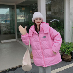 女式韩版宽松连帽短款棉衣冬季学生加肥加大码面包服棉服保暖外套