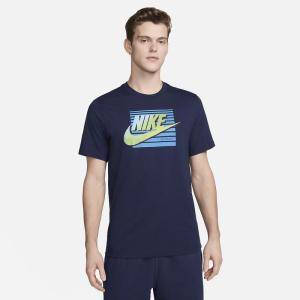 NIKE耐克 Sportswear运动T恤圆领短袖舒适透气休闲百搭弹性轻盈吸汗排湿图案 深蓝色男款FQ7995-410