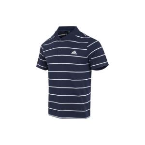 Adidas阿迪达斯 Logo刺绣条纹半纽扣短袖polo衫 男款 藏青色 休闲百搭 个性潮流 舒适透气 IA8164