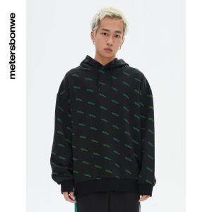 [1件5折价:109.5]美特斯邦威卫衣男春季新款百搭潮流满印套头卫衣宽松连帽