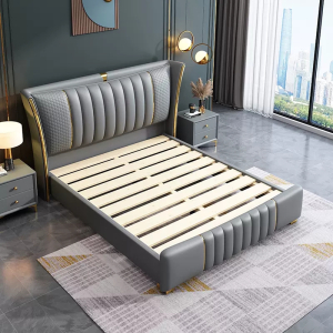 宜木雅居 轻奢现代简约双人床主卧大床1.5米软包床意式极简皮艺床储物婚床