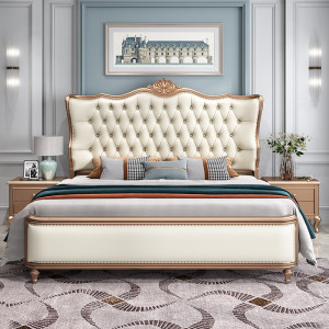 宜木雅居 美式轻奢实木床1.8米主卧大床奢华欧式公主床现代简约双人床婚床