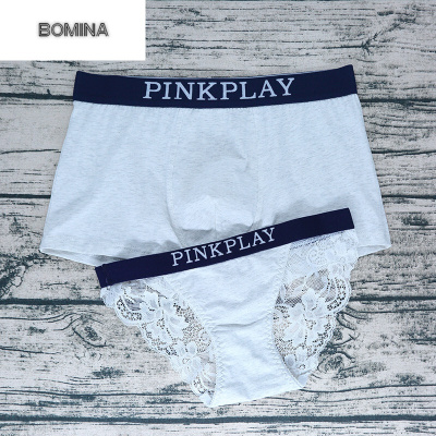 波迷娜(BOMINA)[放心购]桃花季 纯色内裤纯棉可爱创意个性蕾丝女士低腰诱惑男平角裤