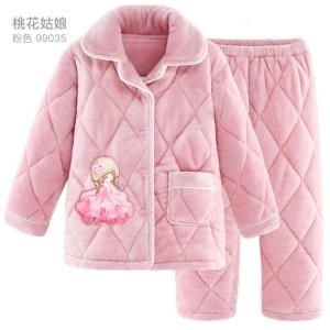 波迷娜(BOMINA)女童睡衣儿童服珊瑚绒大童冬季套装保暖聚酯纤维两件套