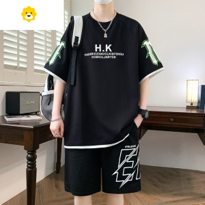 FISH BASKET2024新款季青少年运动套装男初中高中学生装帅气大童短袖t恤