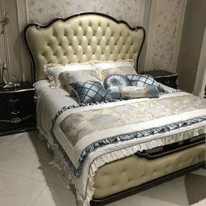 欧式床实木床后现代轻奢床1.8米皮艺双人床新古典婚床公主床家具