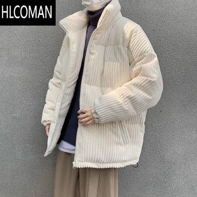 HLCOMAN灯芯绒棉衣服外套男设计感奶系宽松加厚加绒冬季棉袄简约面包服潮