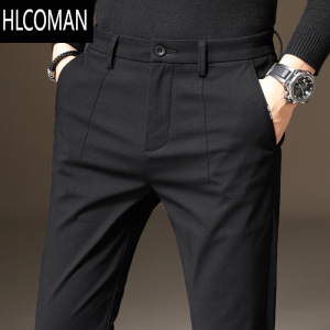 HLCOMAN西装男裤子西裤修身直筒男士商务休闲长裤款冬季加绒加厚外穿
