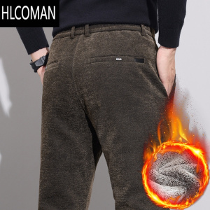 HLCOMAN2023年新款冬季p暖休闲裤男士款寒西装加绒加厚西裤男裤子