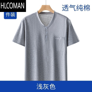 HLCOMAN爸爸夏装中年男士短袖T恤衫中老年人夏天上衣服爷爷宽松半袖