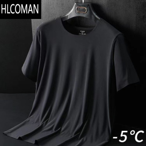 HLCOMAN超薄款真冰丝凉感无痕短袖t恤男弹力加大码宽松透气速干退货率0%