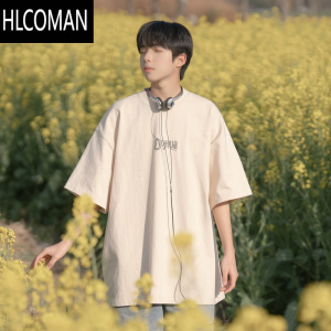 HLCOMAN短袖t恤男款夏天百搭日系慵懒风cityboy潮牌休闲半截袖上衣服