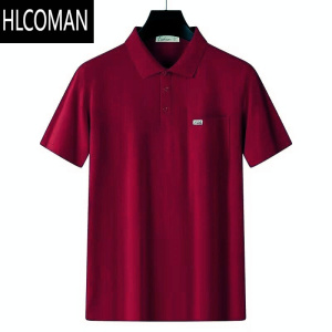 HLCOMAN爸爸夏装冰丝短袖t恤40-50岁翻领衫中老年人老头衫男士上衣服