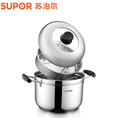 苏泊尔(SUPOR)SZ24S1蒸锅 304不锈钢蒸滋味蒸煮多用锅蒸笼 燃气灶电磁炉通用锅具 24CM