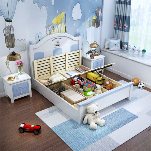 儿童床木男孩1.35米女孩韩式闪电客田园套房家具组合1.5美式单人床1.2
