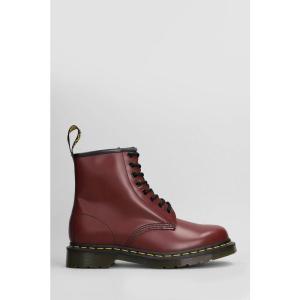 Dr. Martens 英产1460 Combat Boots 女款酒红皮革圆头系带后拉环橡胶底女士靴子