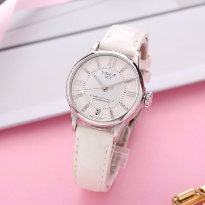 天梭(TISSOT)瑞士手表 杜鲁尔系列皮带机械女士时尚百搭手表